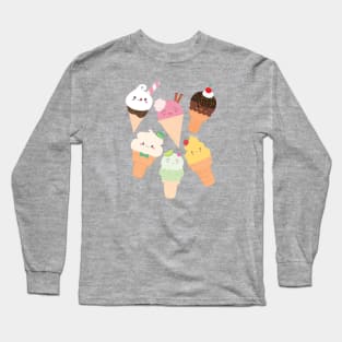 Kawaii Happy Ice Creams Long Sleeve T-Shirt